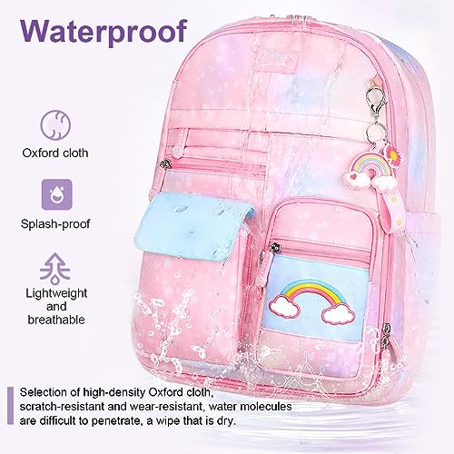 PALAY® School Bag for Girls and Boys Waterproof Stylish Durable Kids Bag Burden Relief Cartoon School Backpacks for Kids Birthday Gift Backpack for School, Picnic (6-12 Years Old) - Pink