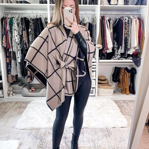 PALAY® Women's Shawl Wrap Winter Shawl Indoor Outdoor Fashion Checked Women Shawl 51 x 59 inches Warm Dacron Shawl for Women Birthday Gift