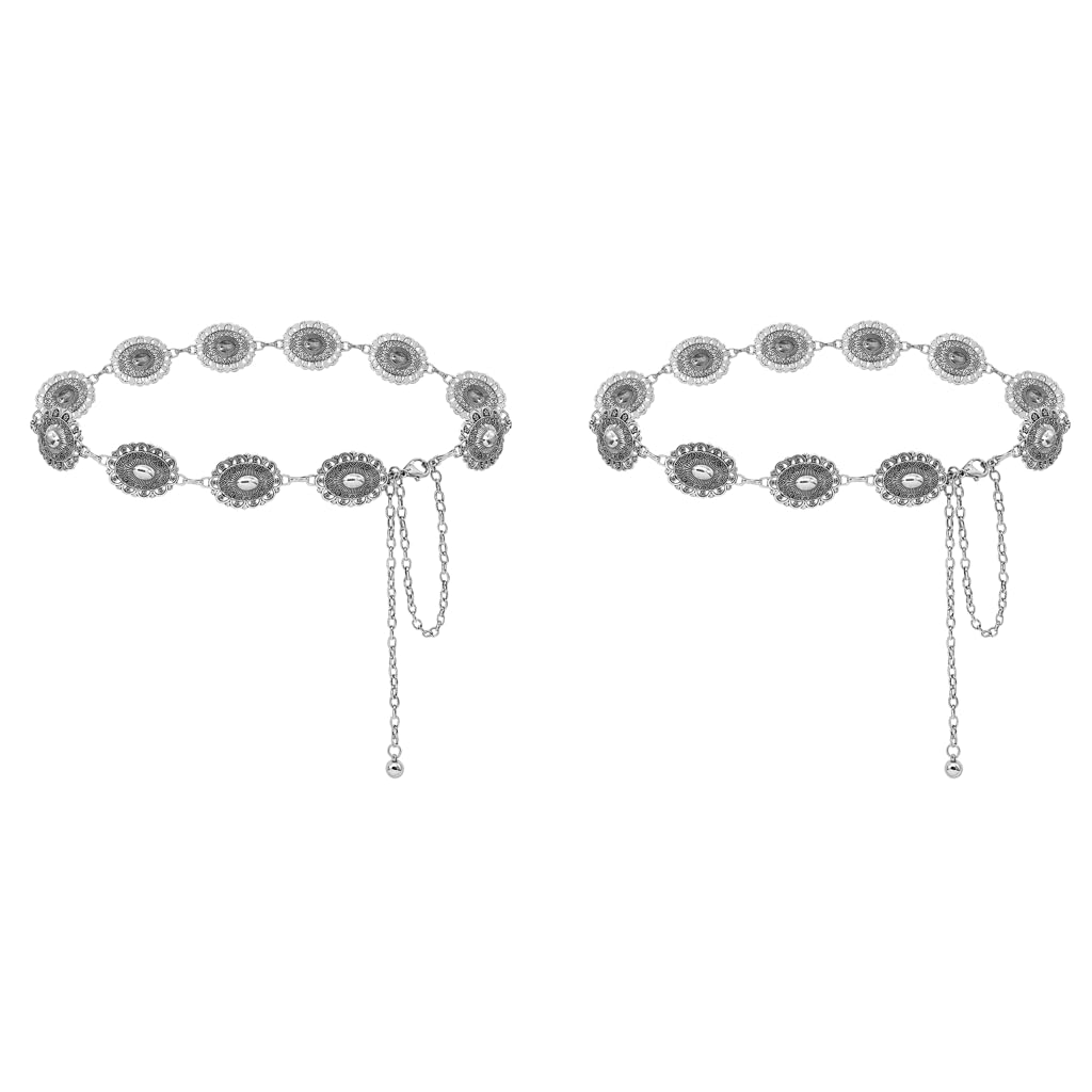 PALAY Waist Belt for Women featuring Silver Metal Concho Chain | Adjustable Boho Style