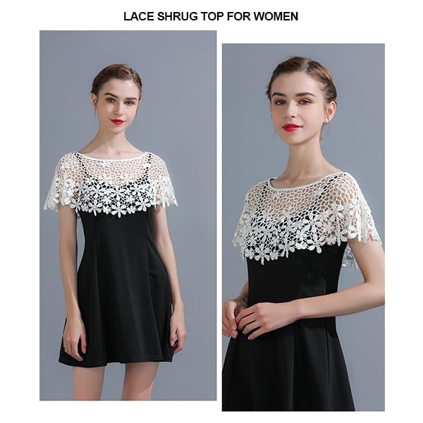 PALAY Lace Shawl Shrugs for Women featuring Floral Knitted Hollow Out Design | 2pcs Wraps