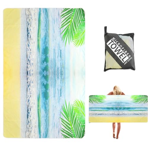 PALAY® Beach Towel Micro Fiber Beach Blanket with Storage Mesh Bag Large Quick Dry Fitness Towel Fashion Print Beach Towel Blanket Yoga Mat Multipurpose Towel, 31x60 Inches