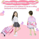 PALAY® School Bags for Girls Kids Unicorn Bags for Girls School Bags on Wheel Detachable Wheel Stand Gift School Bag for Girls Primary