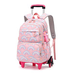 PALAY® School Backpack on 6-Wheel Backpack with Retractable Pull Handle Schoolgirls Backpack Detachable Wheel Stand Design Fashion Travel Backpack School Gift for Girls 6-12 Years Old