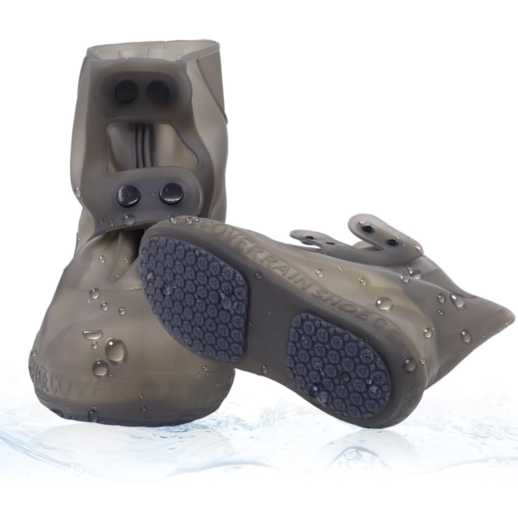 PALAY Silicone Shoe Covers for Rainy Days with Double Snap Closure and TPE Sole | Size 4-5