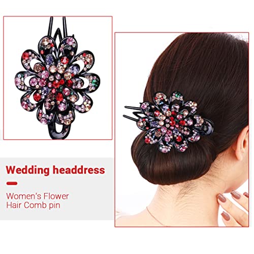 PALAY® Hair Clips For Women's Flower Hair Comb Pins Slide Hair Clips For Girls Crystal Barrettes Bridal Charm Hair Accessories(Multicolour)