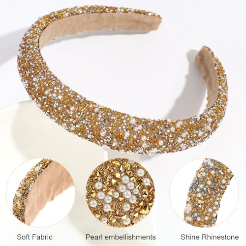 PALAY® Glitter Hair Band for Women Stylish Rhinestone Headband for Women Wide Bridal Hairband for Women Ladies Birthday Gift Party Wedding