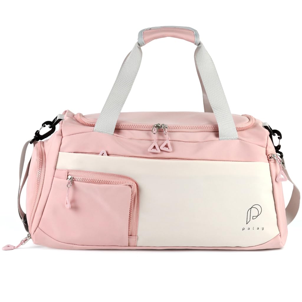 PALAY Gym Bag for Fitness and Travel with Shoe Compartment featuring Waterproof Oxford Cloth | Lightweight Shoulder Duffle in Pink