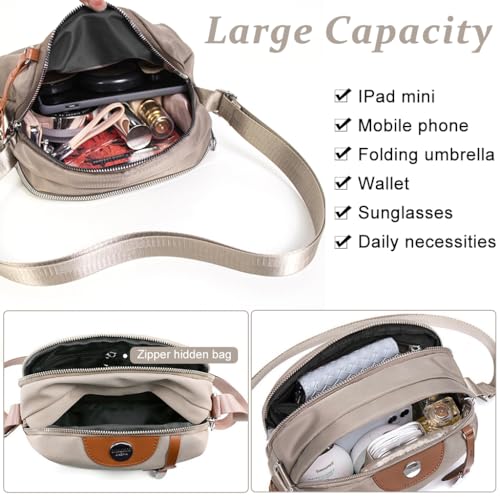 PALAY® Fashion Women Crossbody Bag Casual Nylon Daily Shoulder Double Layer Waterproof Messenger Versatile for Commuting Travel 2 PCS