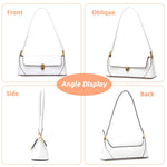 PALAY® Women Shoulder Bag Chic Hand Bag for Women Elegant White Evening Bag Fashion Golden Metal Buckle Design Hand Bag PU Leather Shoulder Bag, 28x9x11cm
