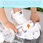 PALAY® Rain Shoe Covers for Kids 3 Pairs Slip-On with Elastic Collar Knee-Length Fashion Cartoon Wear-Resistant for 5-12 Years Old 3PCS