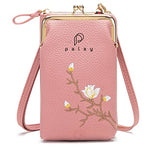 PALAY® Women's Small Cross-Body Phone Bag Stylish PU Leather Mobile Cell Phone Holder Pocket Purse Wallet Sling Bag Mini Shoulder Bags (Pink)