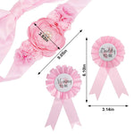 PALAY® Mom to Be Decoration Items Set Mom to Be Flower Sash Set Maternity Shoot Props Baby Shower Daddy to Be Corsage Pin Flower Belt for Maternity Dress Mom to Be Props Supplies-Pink