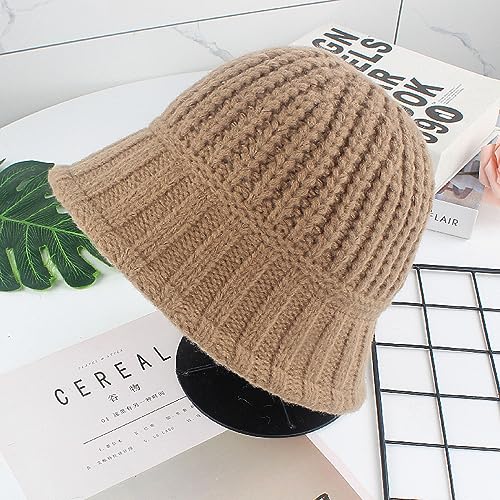 PALAY® Winter Cap for Women Fashion Bucket Hat for Women Knitted Hat Winter Warm Hat Beanie Cap Crochet Winter Cap Bronze