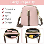 PALAY® Sling Bag Stylish PU Women Crossbody Bag Phone Bag Double Layer Daily Bag with Detachable Shoulder Belt Casual Shoulder Bag with Zipper Pouches Gift for Women, Pink