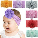 PALAY® Girl 6Pcs Headbands Baby Hair Bands Flowers Chiffon Nylon Head Wrap Soft Stretchy Hair Wrap Cute Hair Accessories For Newborn Infant Toddlers Kids, Multi-Colour