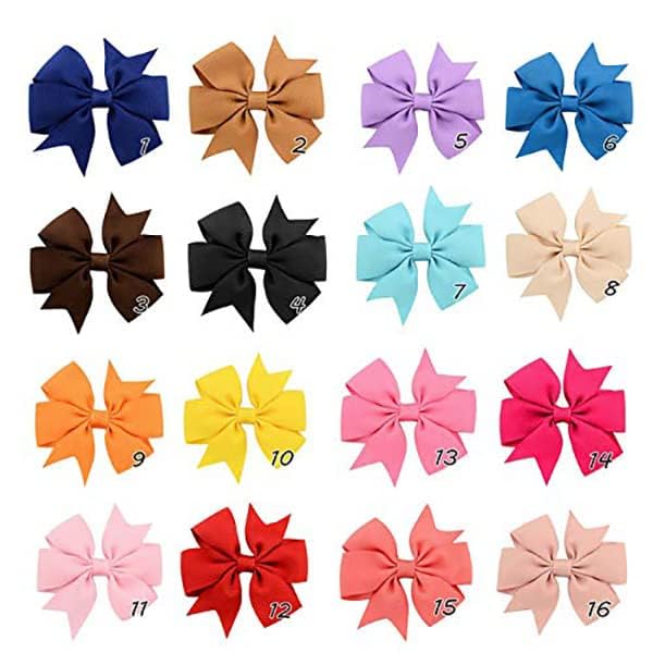 PALAY® 20 Pieces Hair Bows For Kids Girls 3 Inch Grosgrain Ribbon Hair Bows Alligator Clips For Baby Girls, Hair Accessories, Multi