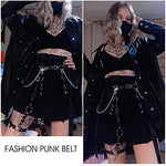 PALAY® Punk Waist Chain Belt for Women Girls Gothic Body Chains Black Mini Skirt Belt Chain Rock Accessories for Uniform Dress Jeans Pants Rave Party