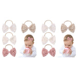 PALAY Hair Bands for Baby Girls with Embroidery Daisy Bows 8PCS Set for Newborns | Soft Nylon Handmade Accessories