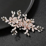 PALAY® Flower Hair Clips for Women Bridal Accessories Wedding Rhinestones Handmade Metal Floral Clip Headpiece Bridesmaid Evening Party 2 PCS