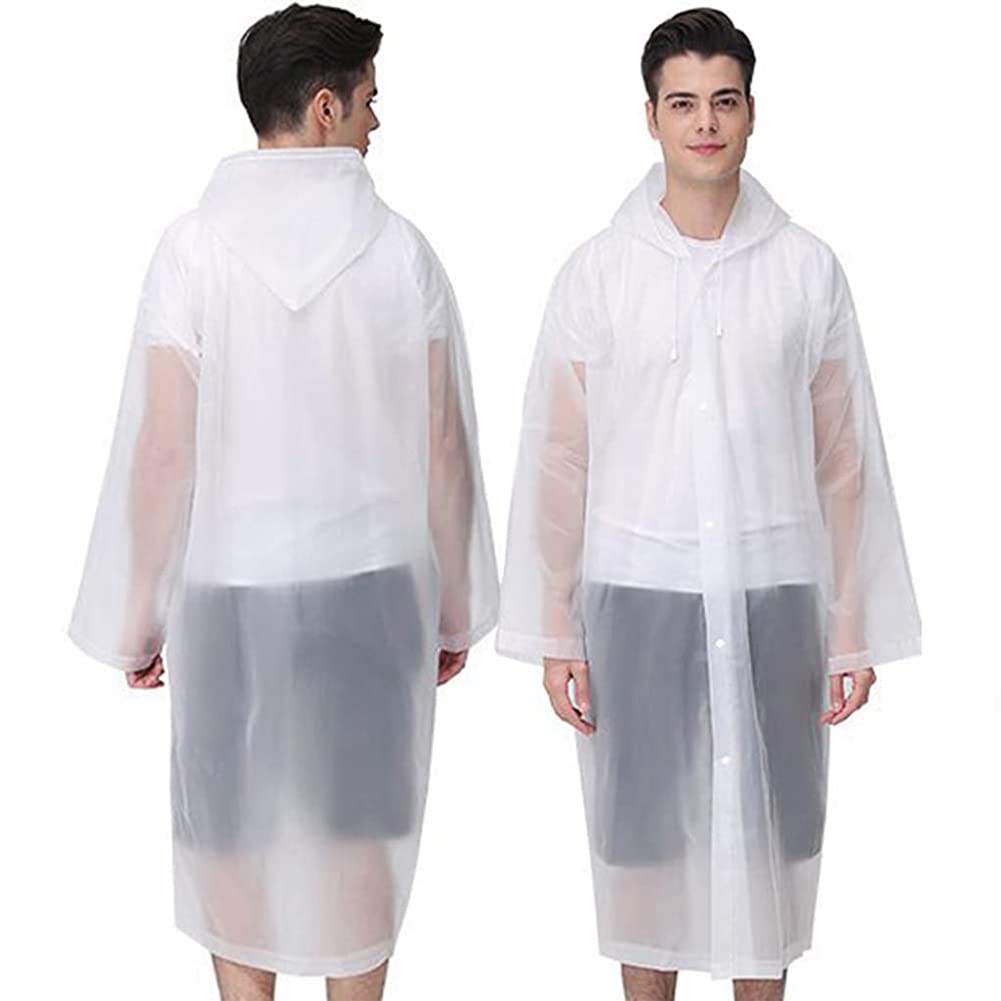 PALAY® 2Pcs Rain Ponchos for Adults Reusable, EVARaincoats with Hood for Women and Men Rain Ponchos for Camping, Hiking, Music Festival, Outdoor Activities (white)