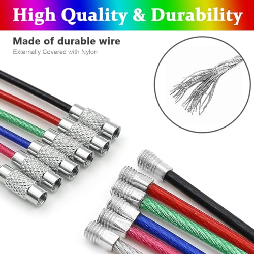 PALAY® 32PCS Stainless Steel Keychain, 1.5mm Coated Wire Keychain Cable Large Key Rings for Luggage Tags, Key Tags, Keyrings, Kitchen Utensils (15cm*1.5mm)