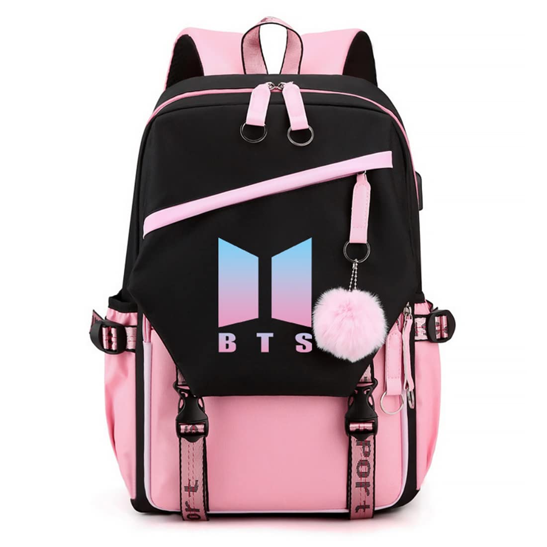 PALAY® BTS Backpack for Boys Kpop BTS Bangtan School Backback for Student with Cable Vent, Backpack Travel Bag Backpack Laptop Bag