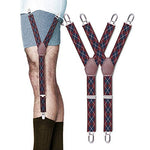 PALAY® Red Stays Y-Style Dress Shirt Garters with Non-Slip Locking Clamps and Adjustable Straps