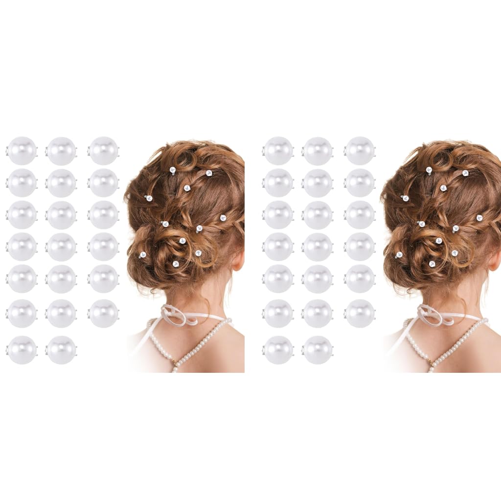PALAY Small Pearl Hair Clips for Women featuring 40 pcs alloy design & 0.38 in pearls | Elegant white pins for weddings and daily hairstyles