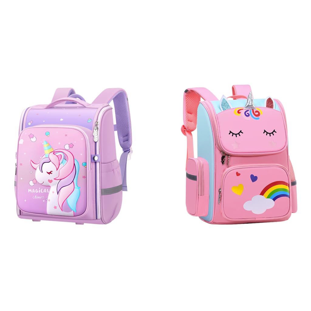 PALAY Unicorn Backpack Combo for Girls with Water Resistant School Bag 31×21×41cm | Ideal for Kids 6–12 Years