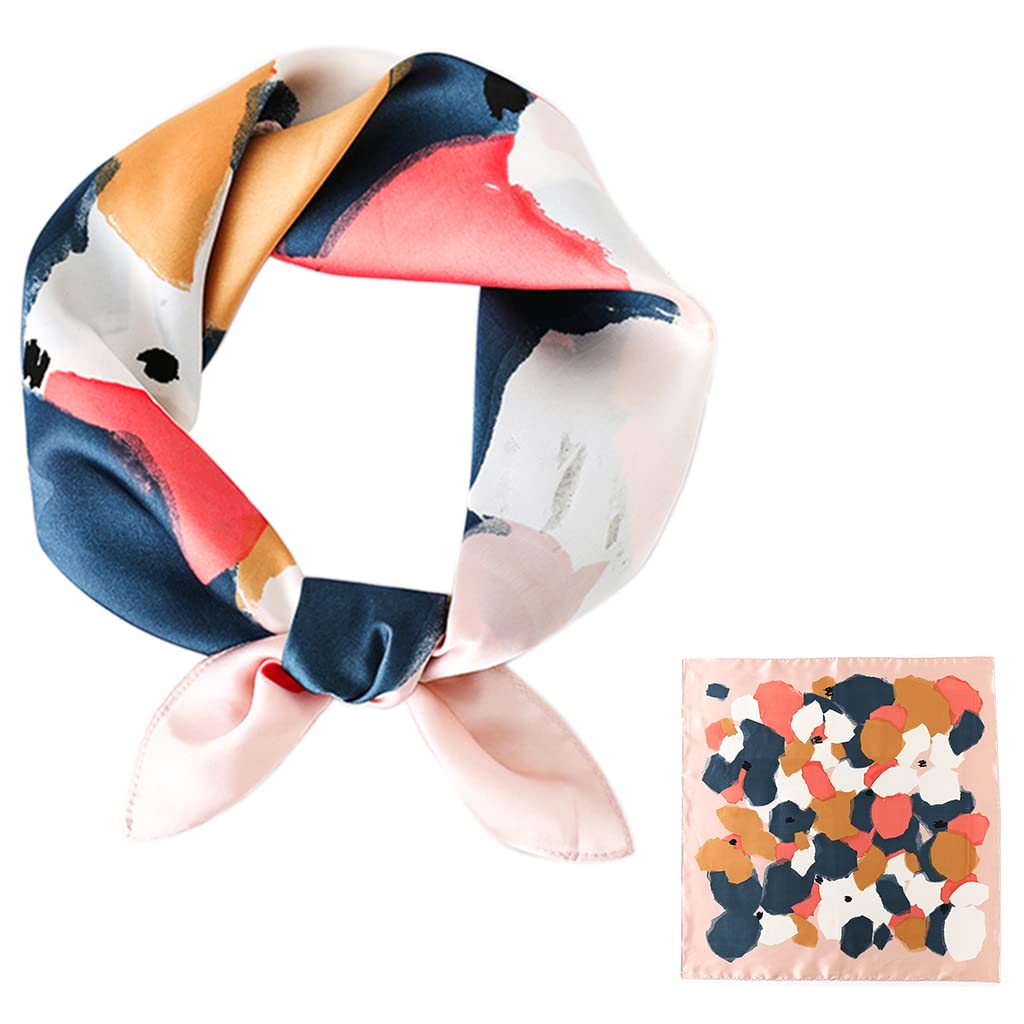 PALAY Square Polyester Scarf for Women with Satin Silk Feel 22×22 in | Soft Printed Wrap