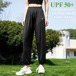 PALAY® Womens Hiking Pants UPF 50+ Lightweight Quick Dry Outdoor Travel Joggers Sun Protective Athletic Lounge Trousers Breathable Cooling High Waist Casual Wear One Size Fits 40-80kg Black