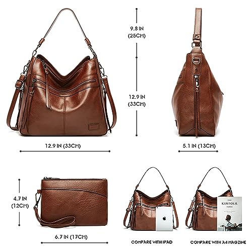 PALAY® Hobo Bags For Women Soft Vegan Leather Tote Bags For Travel Large Capacity Bags For Women Handbags, Shoulder Bag With Purse Gift, Brown