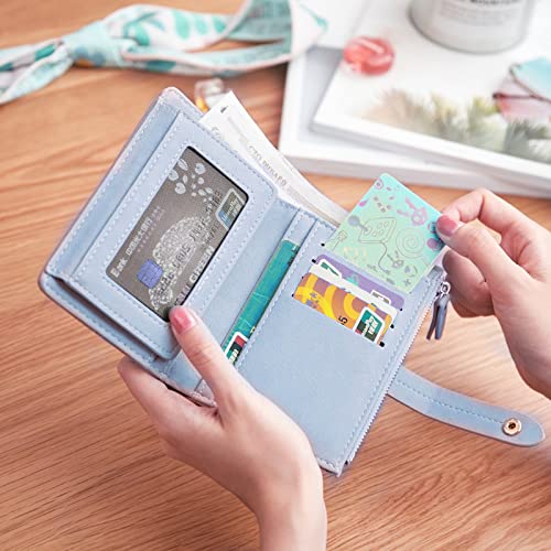 PALAY Small Purse for Women with Bifold Design and Smooth Metal Zipper | PU Leather 5.5×4×0.7 in Vibrant Blue Wallet
