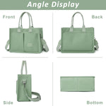 PALAY® Casual Tote Bag for Women Multi Pockets Canvas Hand Bag with Removable Shoulder Strap Crossbody Tote Bag Chic Mint Green Canvas Day Bag Tote Bag for Commuting