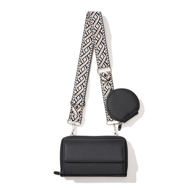 PALAY® Women Bag with Purse Bags Small PU Crossbody Phone Pouch Card Bags Print Nylon Webbing Shoulder Strap Compact Casual Phone Sling Bag for Woman