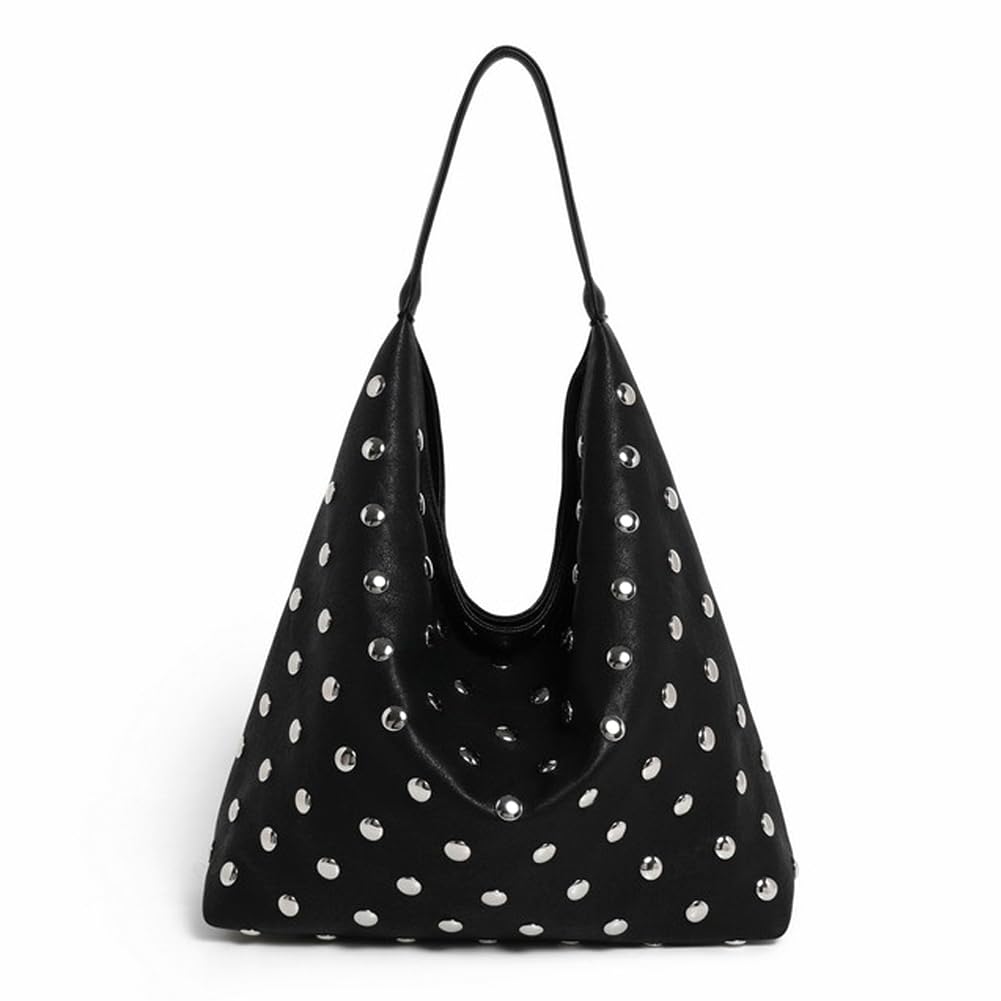 PALAY® Hobo Bag Soft Large Capacity Studded Shoulder Tote Handbag Slouchy Purse for Everyday Use
