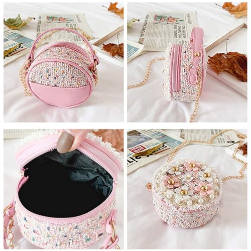 PALAY® Sling Bag For Girls, Cute Bags For Girls Floral Pearl Purse For Girls Princess Casual Handbags For Girls Pink Floral Pear Girls Bags Stylish Latest Small Bags For Girls-Gift For Girls