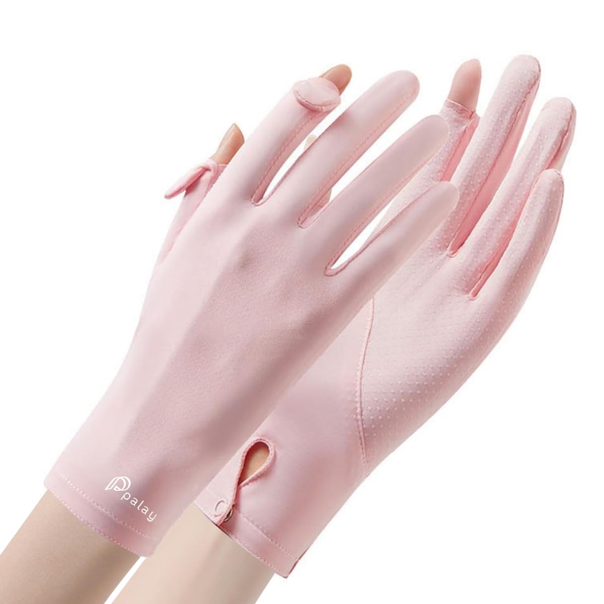 PALAY Sun Protection Gloves for Cycling and Driving with Open-Fingertip Design | Ice-Silk Cool Fabric 21cm Length for Women