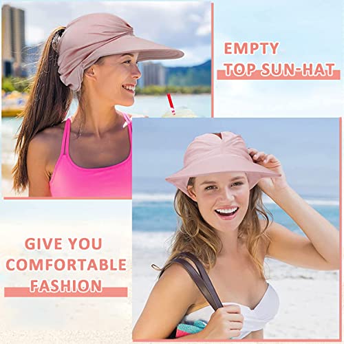 PALAY® Sun Hat for Women Fashion Sun Cap Wide Brim Sun Visor Hat Beach Hat 50+ UV Protection Summer Sport Cap for Travel, Golf, Hiking - Pink