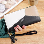 SANNIDHI® Women's Long Wallet Tassel PU Leather Multi- Slots Girls Zipper Coin Large Purse Wallet for Women (Black)