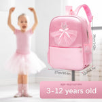 PALAY Girls Backpack for School and Travel with Writable Name Tag | Pink Nylon Ballet Dress Design