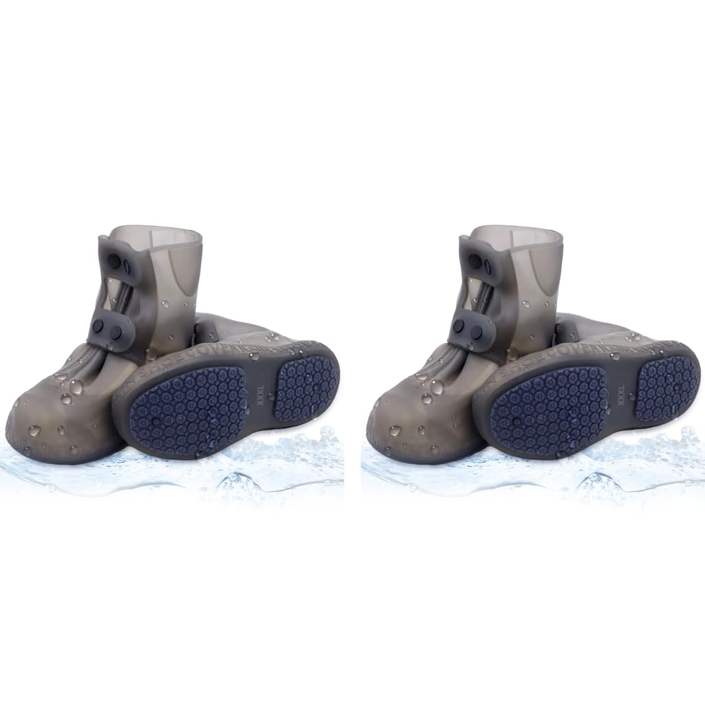 PALAY Silicone Shoe Covers for Rainy Days with Double Snap Closure and Anti Slip TPE Sole | 2 PCS Size 10.5 11.5