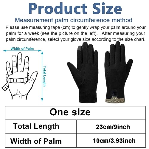 PALAY® Winter Gloves for Women Warm Fleece Gloves for Girls, Winter Warm Thermal Fleece Lined Cycling Gloves Winter Outdoor Warm Gloves (Black, L)