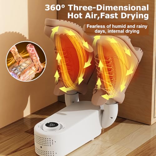 PALAY® Electric Shoe Dryer- Folding Boot Dryer for Work Boots, Shoe Dryer and Deodorizer, Smart 4-Timer Control, Safe 48°C Heat, Quick Drying 360° Air Circulation Shoe Dryer for Shoes, Boots, Gloves