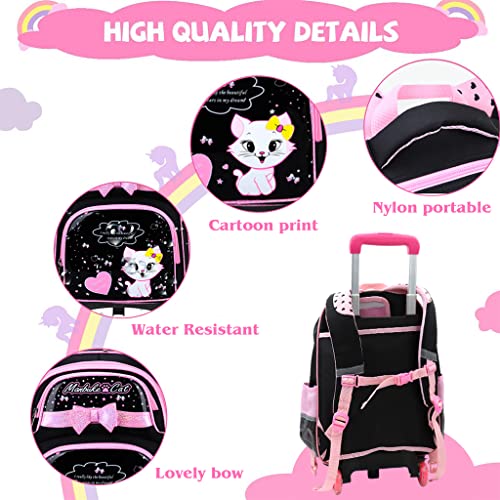 PALAY® School Bag for Girls Kids Luggage Trolley Backpack for Girls Travel Backpack for Elementary Preschool Students Detachable Wheel Stand Design Gift(42X32X18cm)