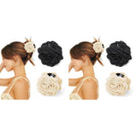 PALAY Rose Hair Claw Clips for Women featuring 4PCS 3.5 in Blooming Flower Design | Black and White