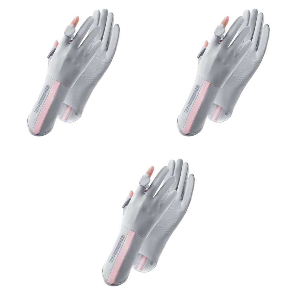 PALAY Hand Gloves for Bike Riding with Non Slip Touch Screen Design and UPF 50 Plus Sun Protection | 3PCS Grey for Women