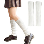 PALAY Leg Warmers for Women featuring Thick Knit Acrylic Fabric and Elastic Stay-Up Cuffs | White 1 Pair