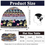 PALAY® Hijab Caps for Women, Floral Print Chemo Cap Slouchy Beanie Cap for Women, Fashion Hip-Hop Skull Dwarf Hats, Boho Soft Running Head Scarves for Teen Girls - All Season Use Blue