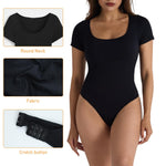 PALAY Women's Square Neck Bodysuit with Adjustable Crotch Buckle and 95% Nylon Fabric